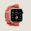 Vista: vista frontale, Cassa Series 10 & Cinturino Apple Watch Hermès Double Tour 42 mm Hapi Attelage