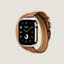 View: side, Series 10 case & Band Apple Watch Hermès Double Tour 42 mm Attelage