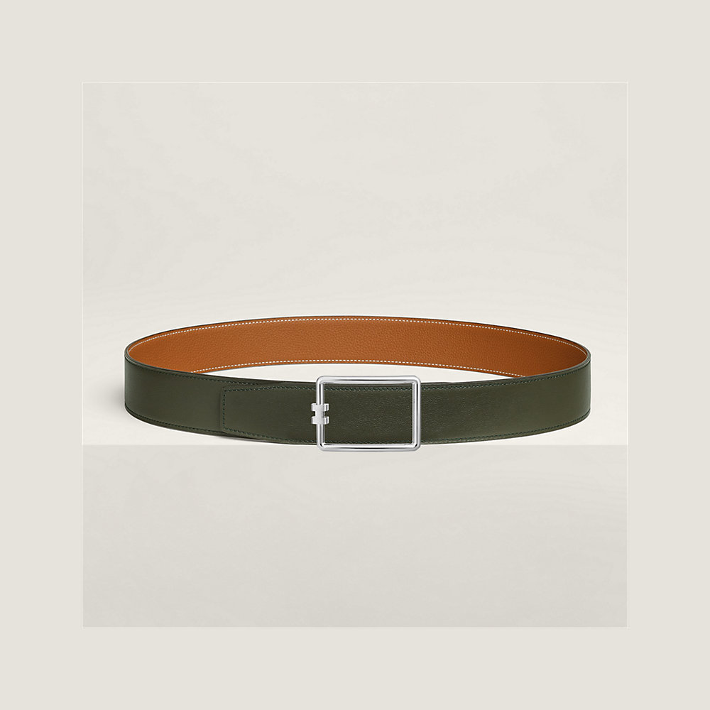 Tube H belt buckle Reversible leather strap 38 mm Hermès UK