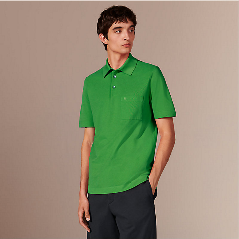 Poloshirt mit Knopfleiste Broderie H