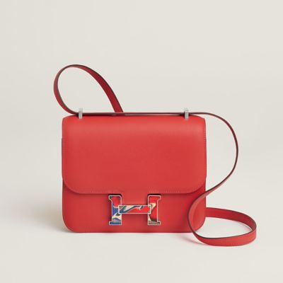 Hermes Bleu du Nord/Rouge de Coeur Constance III Mini Auction