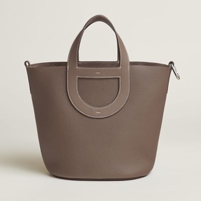 Hermes In-The-Loop bag 18 Etoupe grey Clemence leather/Swift leather Gold  hardware