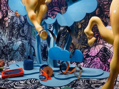 アート・デザイン・音楽 Hermes HERMES(エルメス)/神々の音楽/×ネイビー×グレー×オレンジの買取