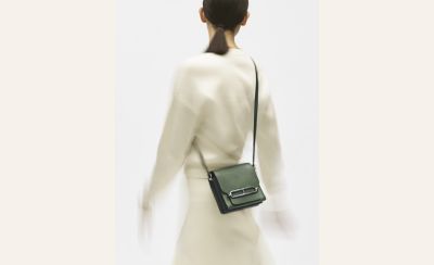 NEW Hermes Roulis Mini Vert Amande Ostrich Permabrass