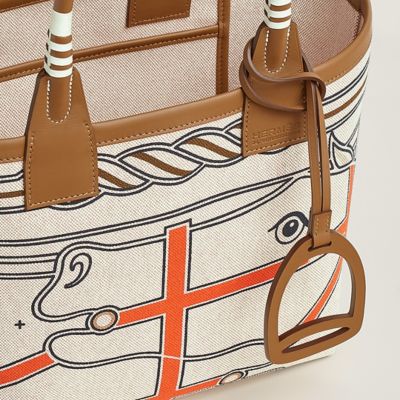 Hermes Sac Steeple Tote Printed Toile with Wood