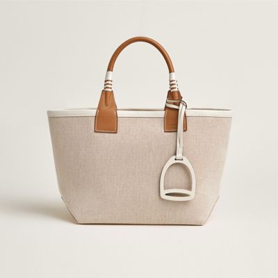 Hermes Sac Steeple Tote Printed Toile with Wood