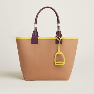 Hermes Sac Steeple Tote Printed Toile with Wood