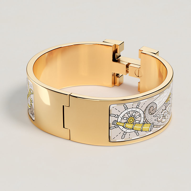 HERMES エナメルブレスレット クリックHH ゴールド T5 エナメル 