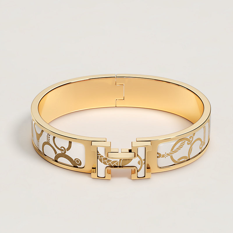 HERMES エナメルブレスレット クリックHホワイト エルメス クリックH 