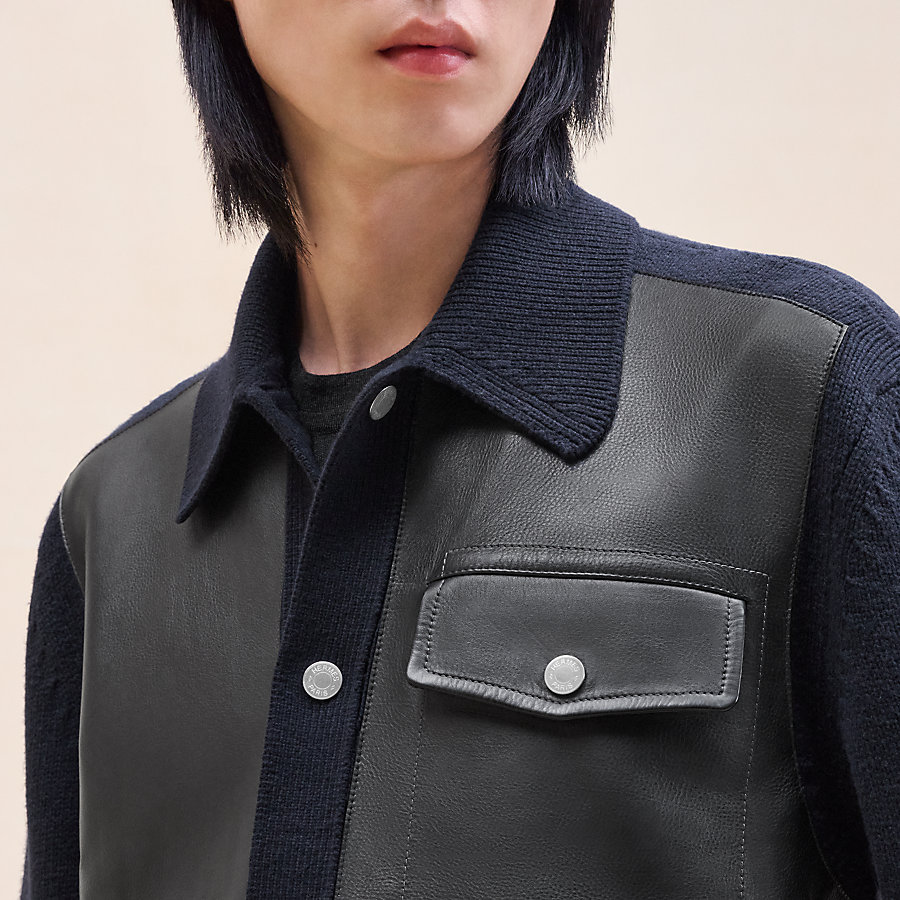 オーバーシャツ-フロントレザー-  