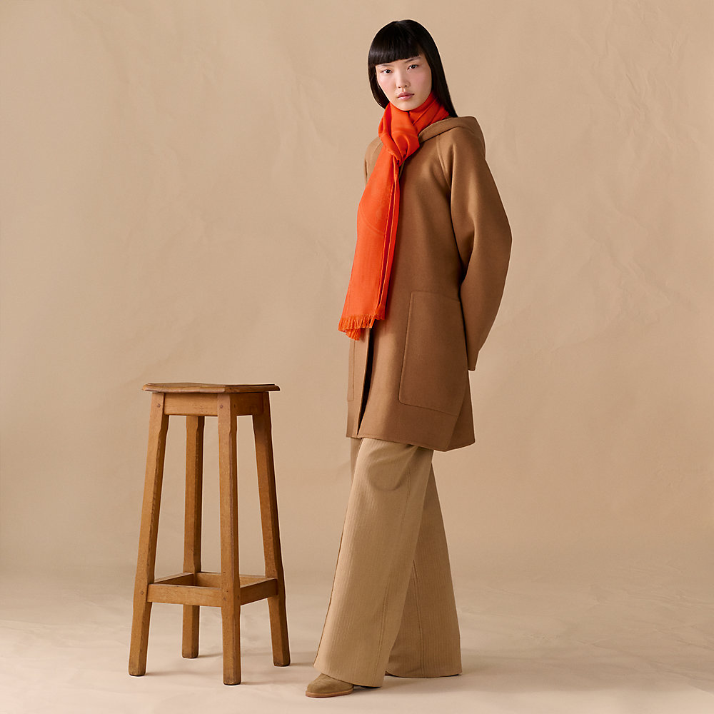 HERMES エルメスカシミヤウール超大判ショール(ストール) 填め