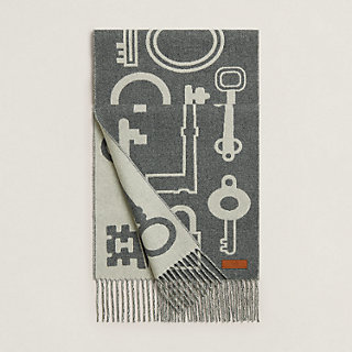 カシミヤマフラー 《カザック・キーコレクション》 - グレー | Hermès  