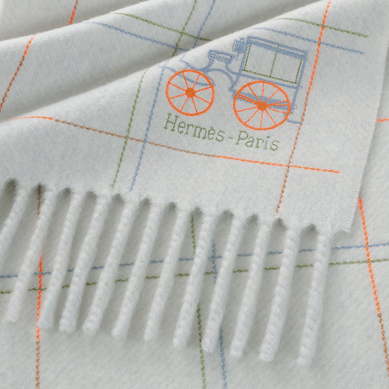 HERMES エルメス ワッペン付 カシミヤ フリンジ カシミヤマフラー  