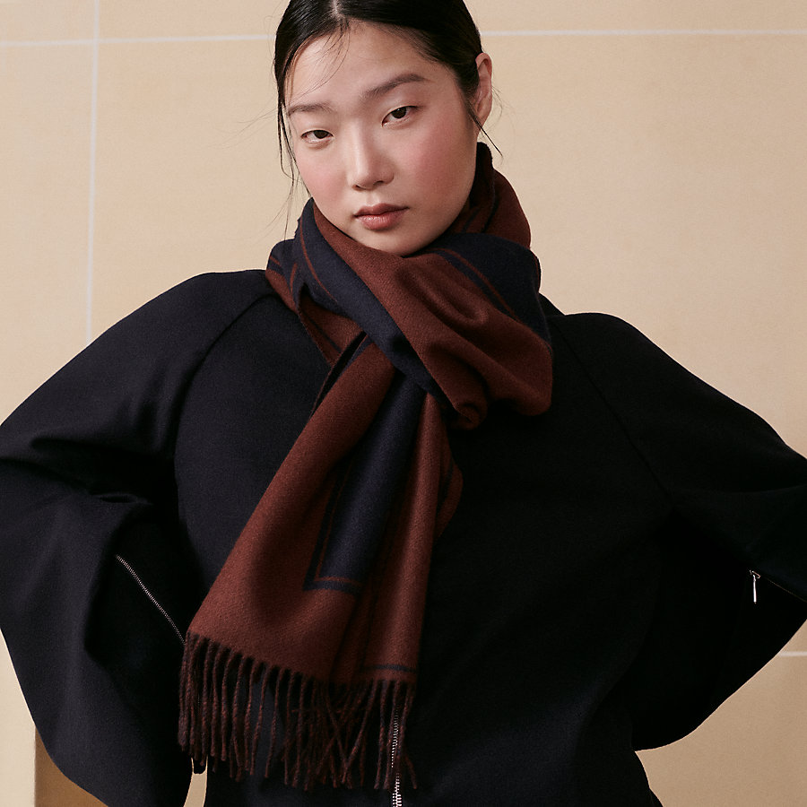 HERMES エルメス カシミヤ ストール マフラー グレー aq10920 美味 