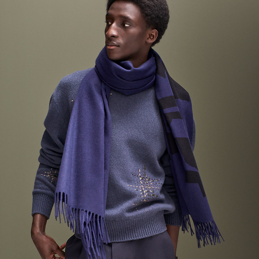 極美品◎22-23AW エルメス ウェイビー・ダブルフェイス カシミヤ100 