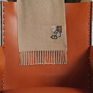 カシミヤマフラー 《Hパズル》 レクトヴェルソ PM - ベージュ | Hermès  