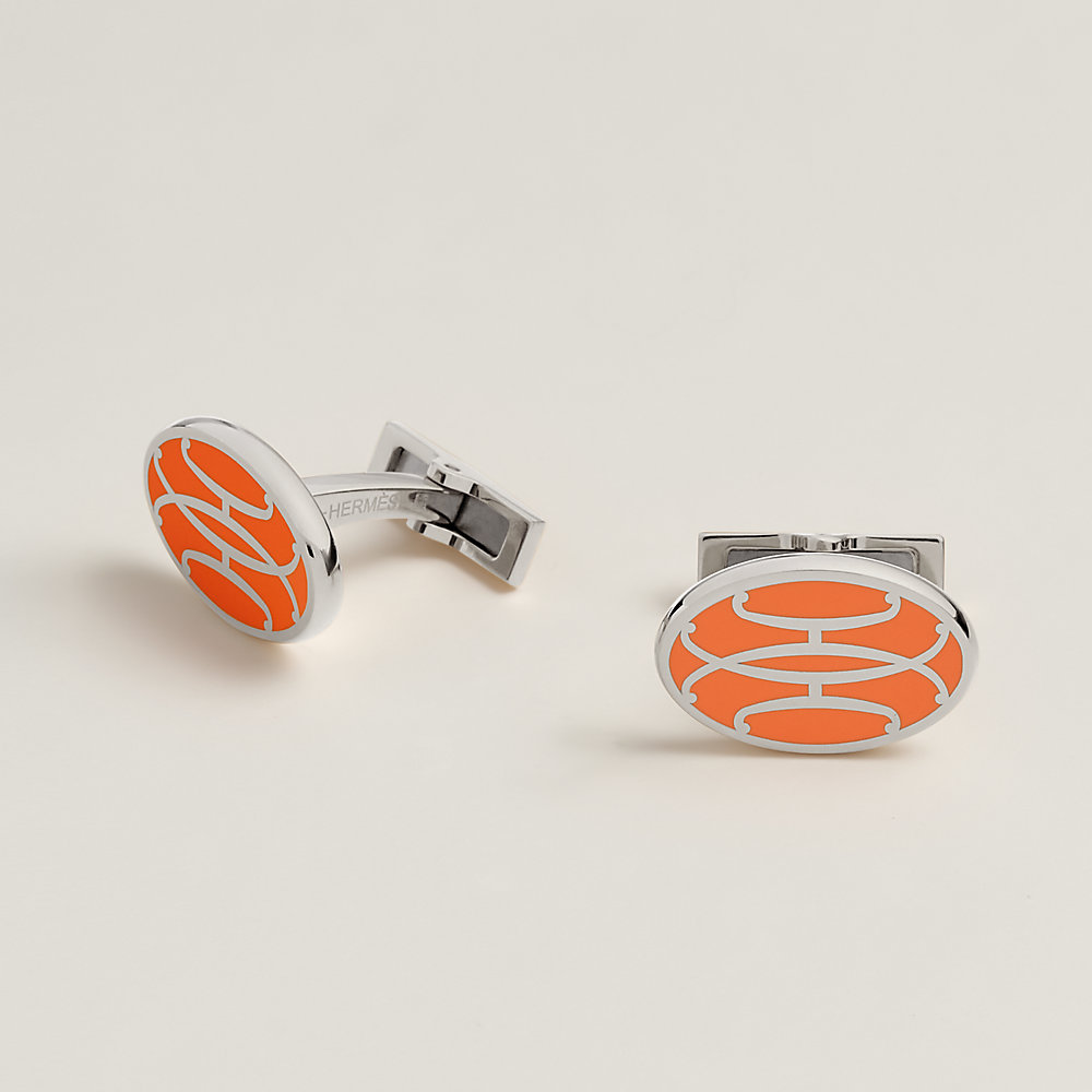 エルメス チューブ アッシュ Tube H カフリンクス カフス オレンジ  