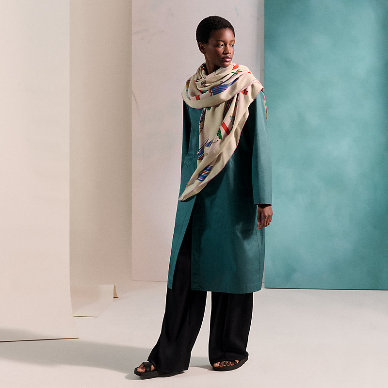 エルメス カシミアシルク カレジュアン エプロンドール HERMES  