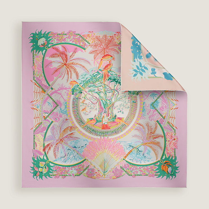 HERMES エルメス カレ90 ALOHA アロハ スカーフ - シルク100％ グレー 