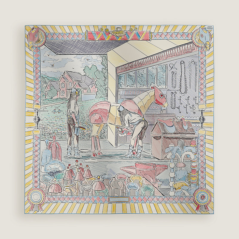 カレ ダブルフェイス90 《ポニー・ピット・ストップ》 | Hermès  