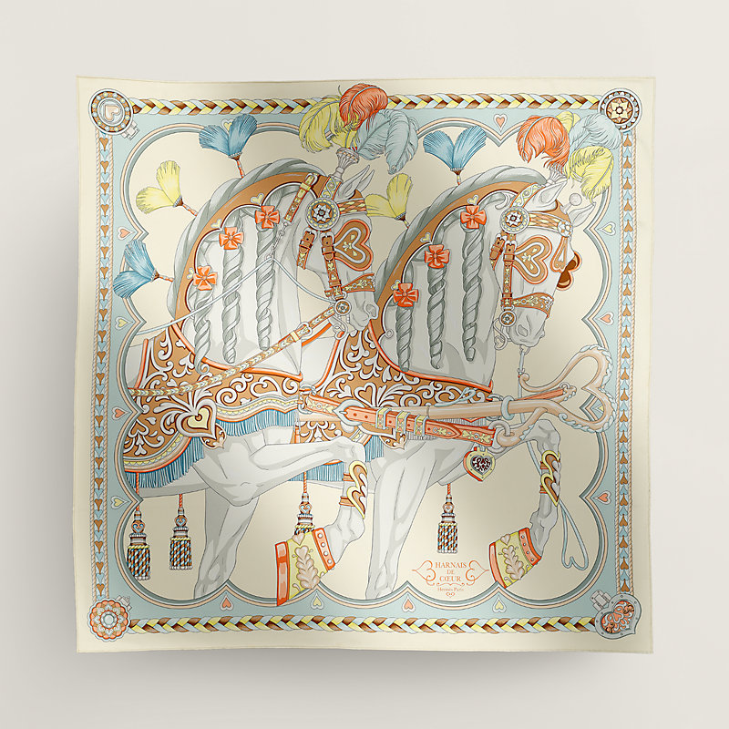 カレ 90 《アルネ・ドゥ・クール》 - ベージュ | Hermès - エルメス  