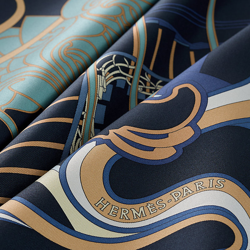 カレ 90 《鞭のライン》 - ブルー | Hermès - エルメス-公式サイト 