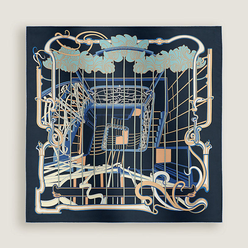 カレ 90 《鞭のライン》 - ブルー | Hermès - エルメス-公式サイト 