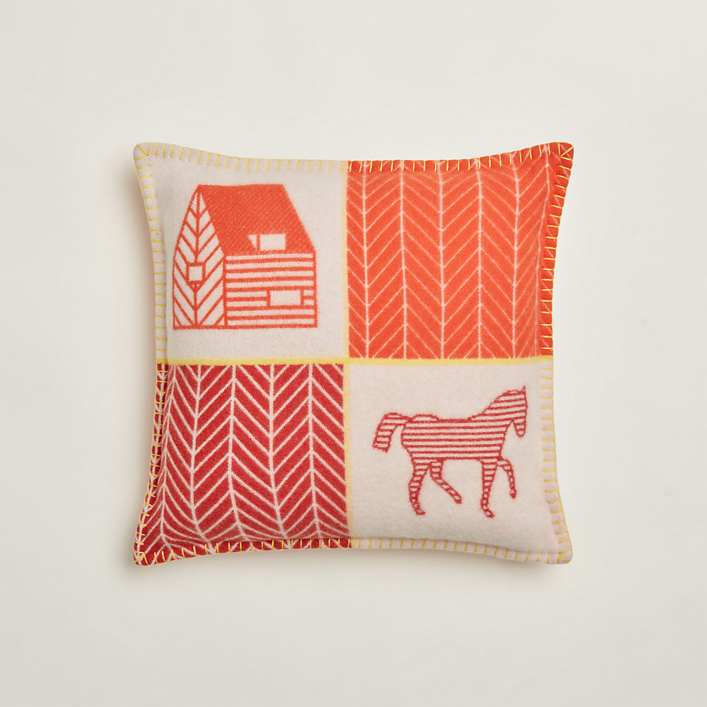 美品 エルメス HERMES コットン×アパカ ラビリンス クッション  