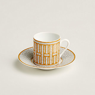 コーヒーカップ＆ソーサー 〈モザイク 24〉 ゴールド | Hermès 