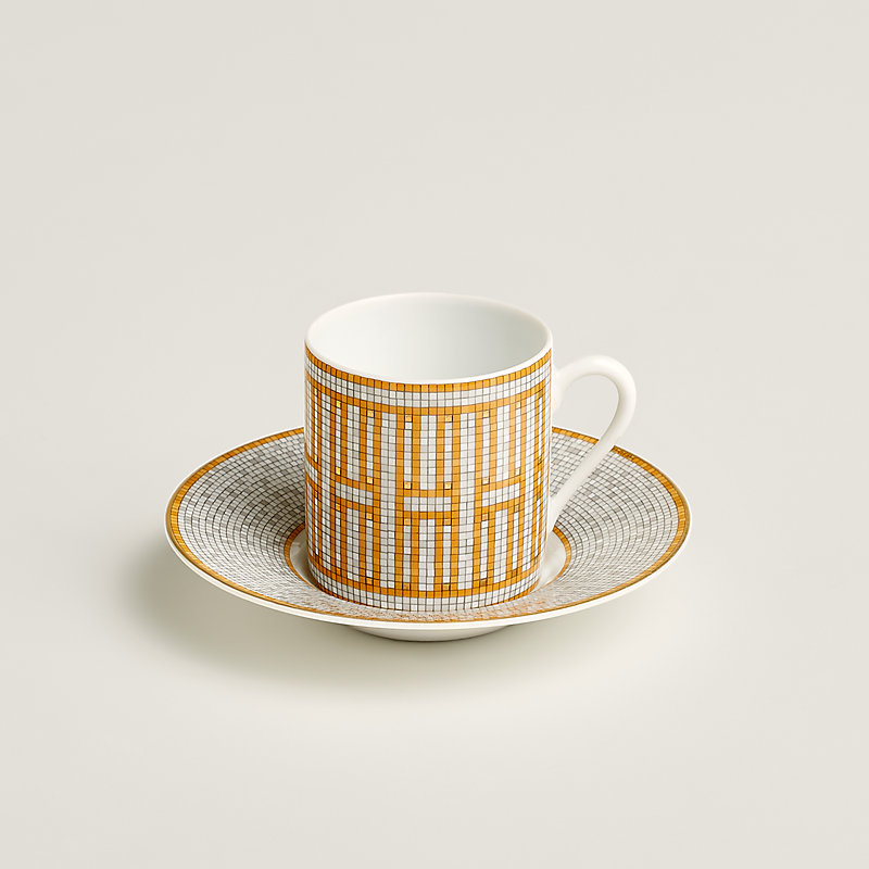 コーヒーカップ＆ソーサー 〈モザイク 24〉 ゴールド | Hermès 