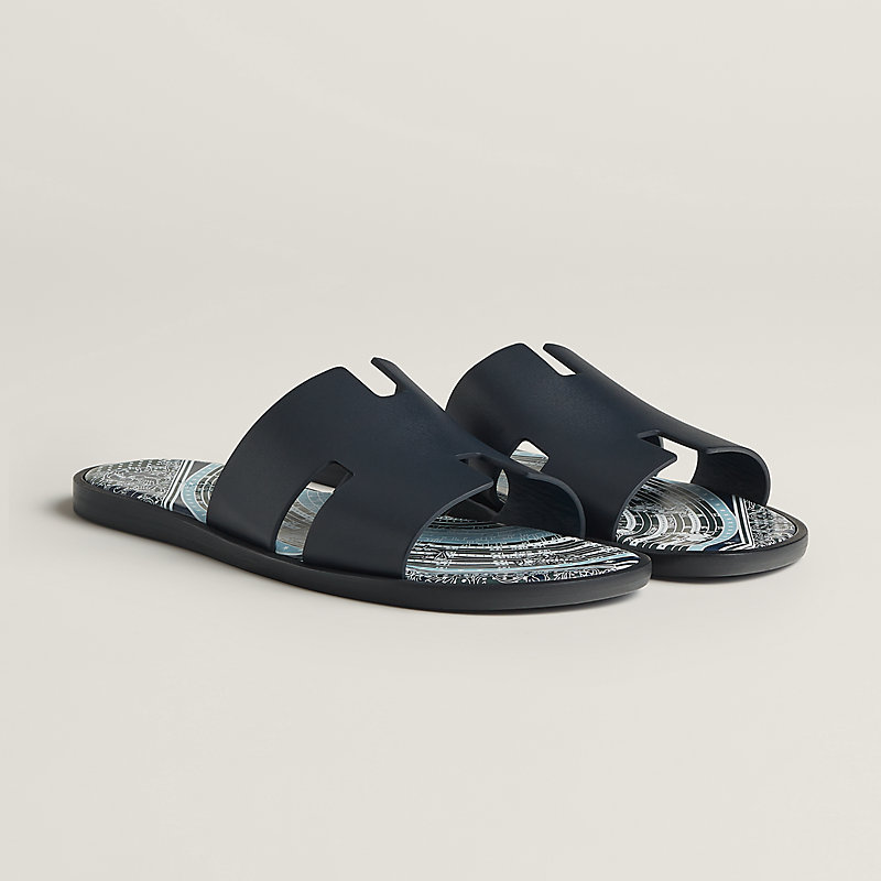Hermès 黒 レザー スライドサンダル エルメス イズミール - 靴 