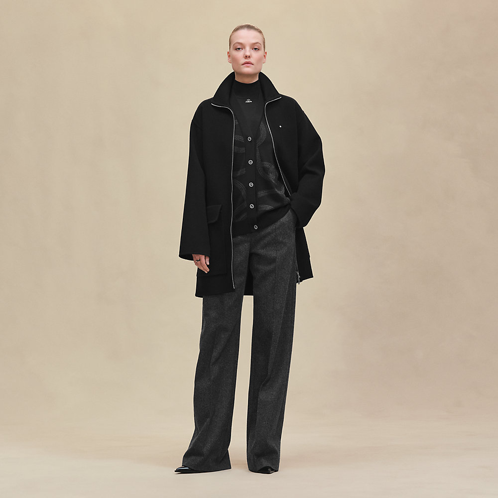 エルメス HERMES コート エルメス HERMES ダブル ロングコート 54 カシミヤ ネイビー メンズ