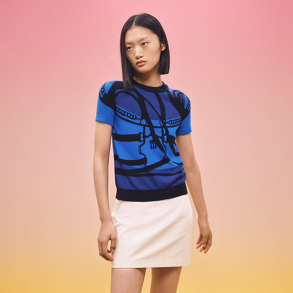 ショートスリーブニット 朝の散歩 インターシャモチーフ Hermes エルメス 公式サイト