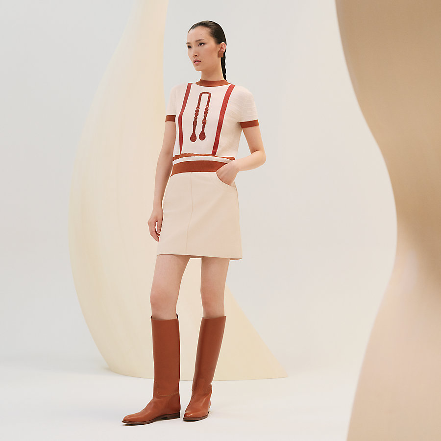 ショートスリーブニット 刺繍入りニット 《コーチング・リミックス  