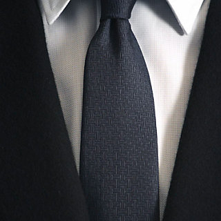 エルメス ネクタイ 無地 5.5cm シルク ブラック 黒 スカーフタイ 中古  