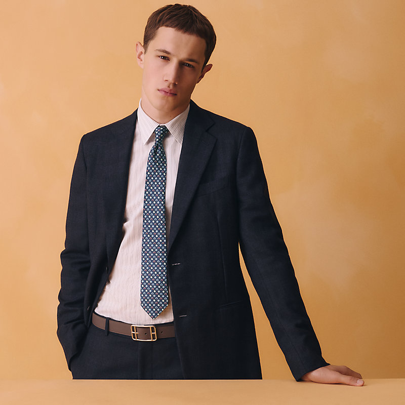 HERMES エルメス シルクタイ フェール・ア・シュヴァル ネイビー 