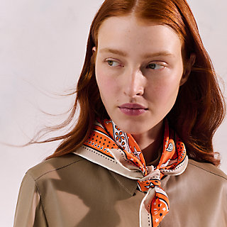 シルクバンダナ 《ロデオ・デ・フルーツ》 - オレンジ | Hermès  