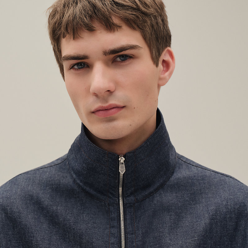 ジップアップ・シャツブルゾン - ブルー - 45 | Hermès - エルメス 