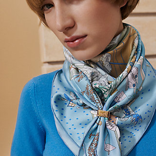 エルメス HERMES スカーフ カレ90 スクエア アイボリー 茶 黄 小物 総柄 シルク couvertures et tenues de jour せあまむ様HERMESエルメス⁄スカーフ90・ボルデュック 国内発送