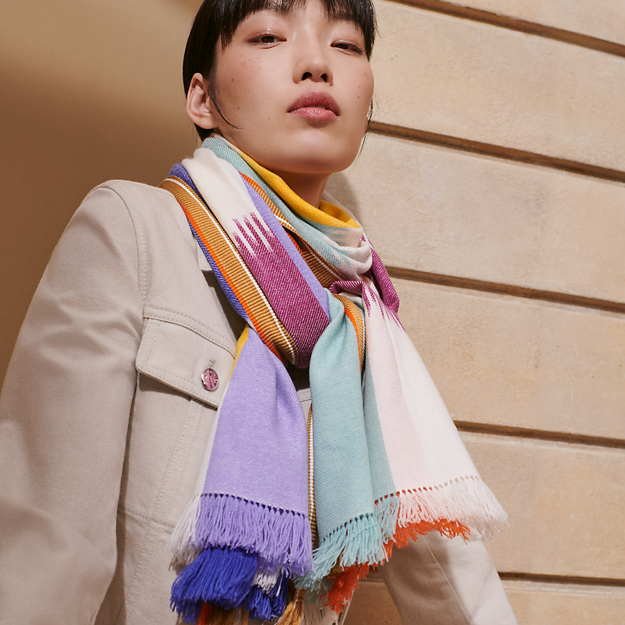 エルメス HERMES ストール レクタングル カシミヤ シルク マリン 