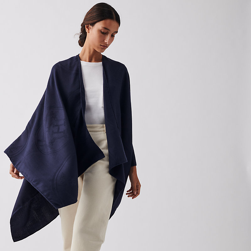 ニューリブリスストールポンチョネイビー - ストール・ショール 