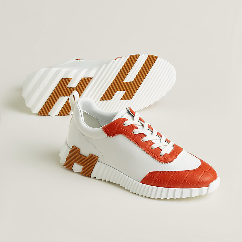 や*す様 HERMES スニーカー Hロゴ ホワイト オレンジ スニーカー 