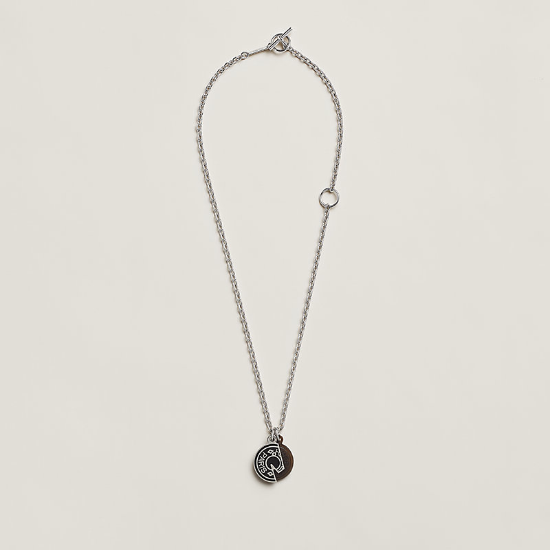 エルメス HERMES ネックレス カルーゼル きいろ 黒×シルバー 