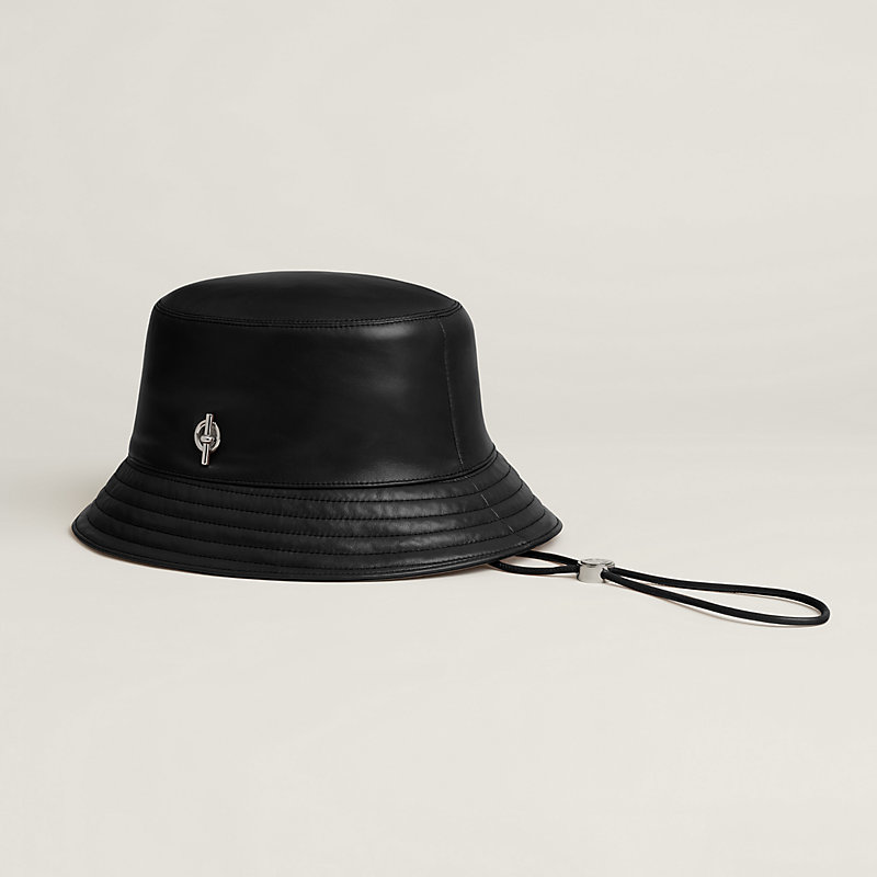 HERMES ブラック ロゴ付きアウトドアハット 57 うすい