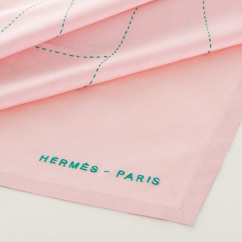 HERMES/エルメス ハンドタオル AVALON ピンク×白 コットン 箱付き 新品同様 エルメス Hロゴ ハンカチ ピンク&frasl;ホワイト タオル 未使用品 エルメス