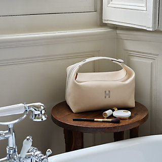 エルメス ポーチ ブリッド・ア・ブラックGM ベージュ/シルバー金具  