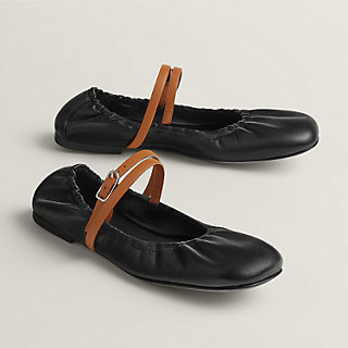 エルメス HERMES イタリア製 パテントレザー 踊り バレエシューズ 39 白