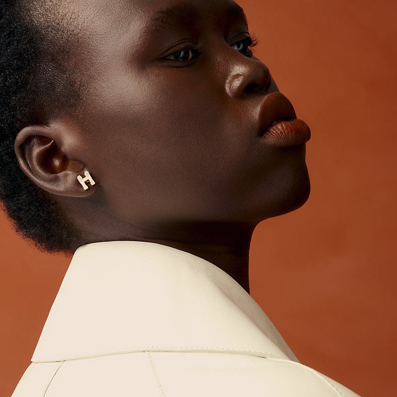 HERMES 楽しくっ エルメスポップHミニピアスホワイトシルバー新品未使用 