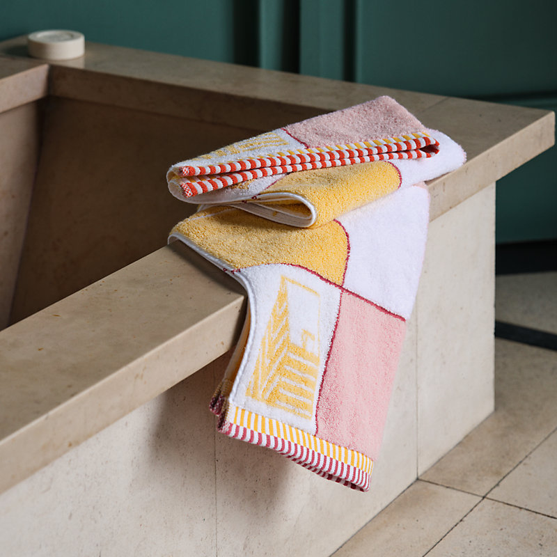 未使用】HERMES バスタオル ハンドタオル 2点セット H ピンク 白｜タオル 