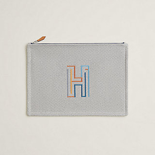フラットポーチ-刺繍入り-《h 
